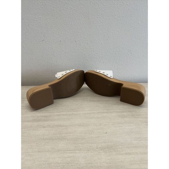Jessica Simpson Womens Sz 6M Rexile wood Platform Slide Sandals White - Picture 12 of 14